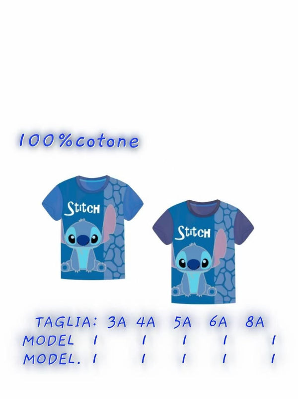 Stitch, T-shirt per bambini in cotone, assortita