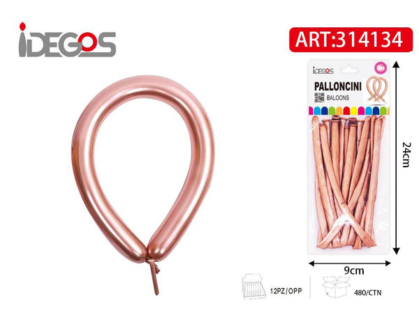 Palloncini lunghi con finitura cromata, 8 pezzi, serie 1,8 g