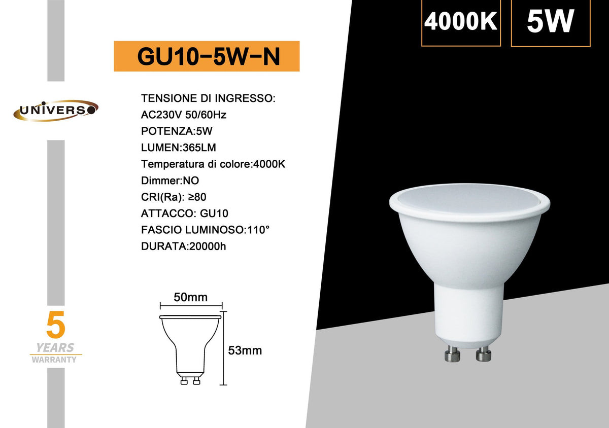 Lampadina Universo – GU10-5W-N