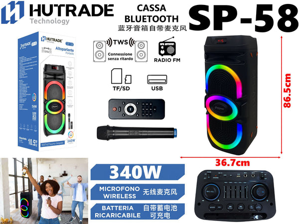 SP-58 CASSA BLUETOOTH CON MICROFONO /FM DA 340W