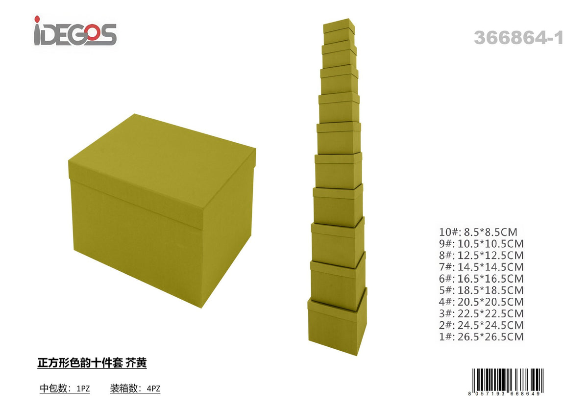 Set di 10 scatole regalo quadrate