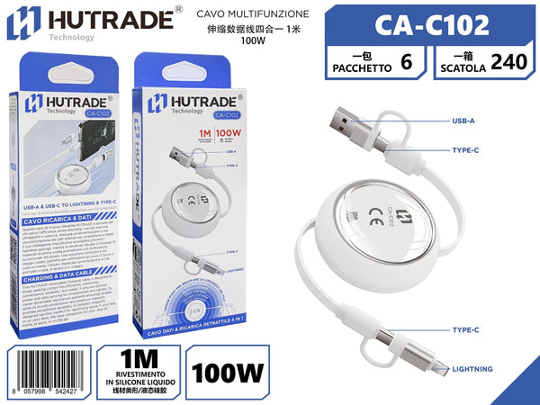 Cavo retrattile CA-C102, 4 in 1
