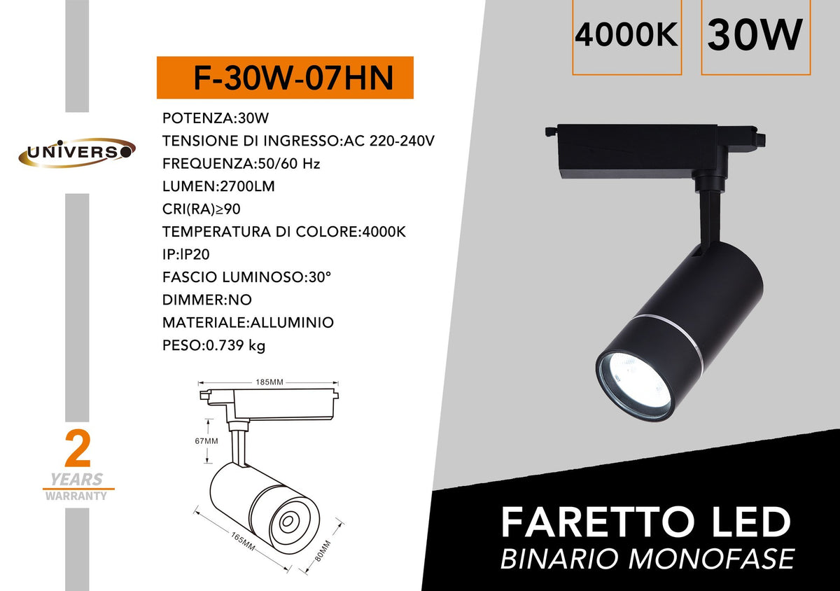 Lampada Da Pista Nera Universo – F30W-07HN