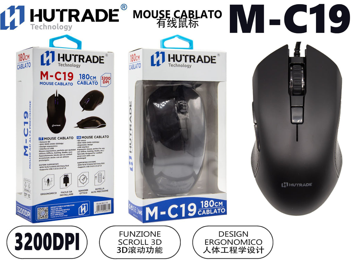 M-C19 MOUSE CON FILO COLORATA RGB