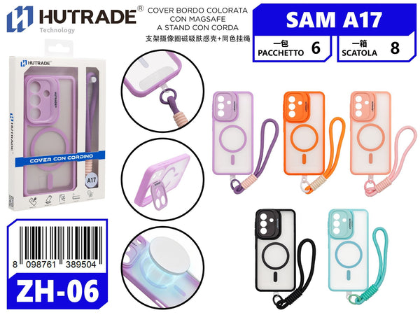 ZH-06 COVER BORDO COLORATA CON MAGSAFE A STAND CON CORDA SAM A17/A18