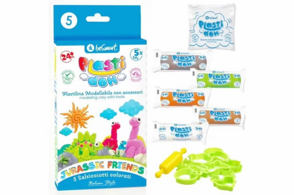 Plasti Doh Dinosauro, pasta da modellare 5 × 50 g