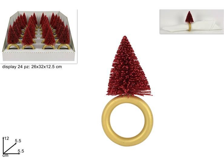 Anello portatovaglioli albero di natale glitt rosso 210154/c