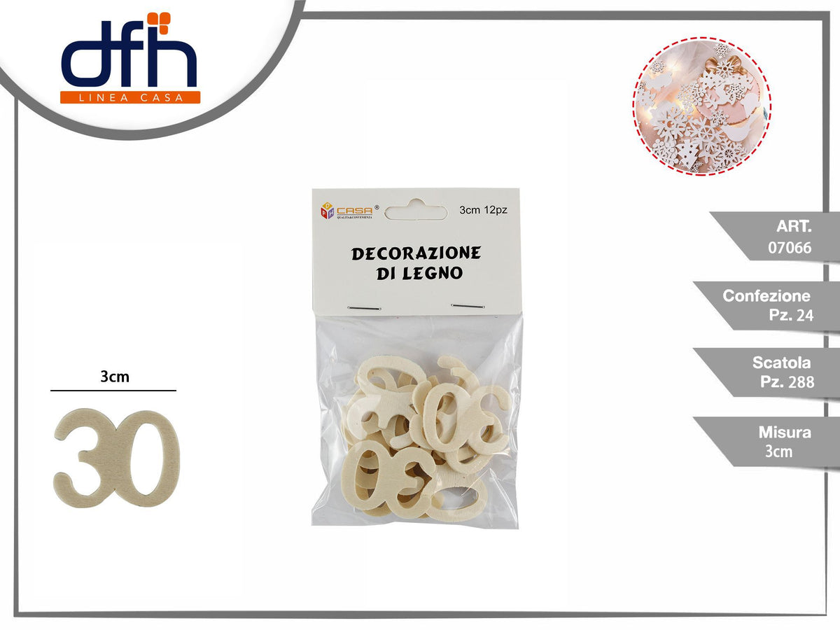 DECORAZIONE DI LEGNO 3 cm 12 pz