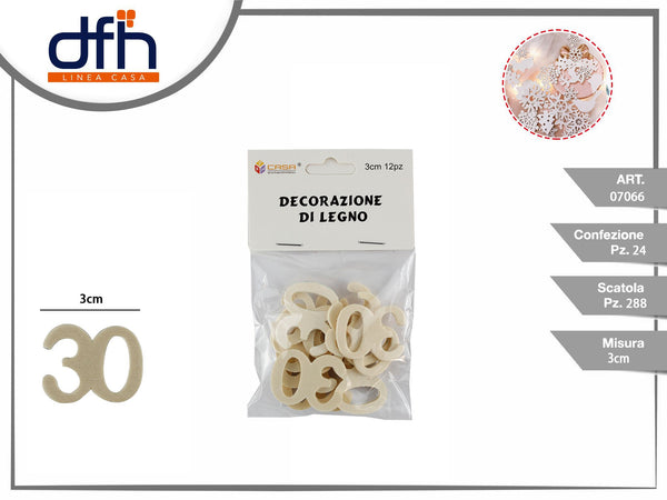 DECORAZIONE DI LEGNO 3 cm 12 pz