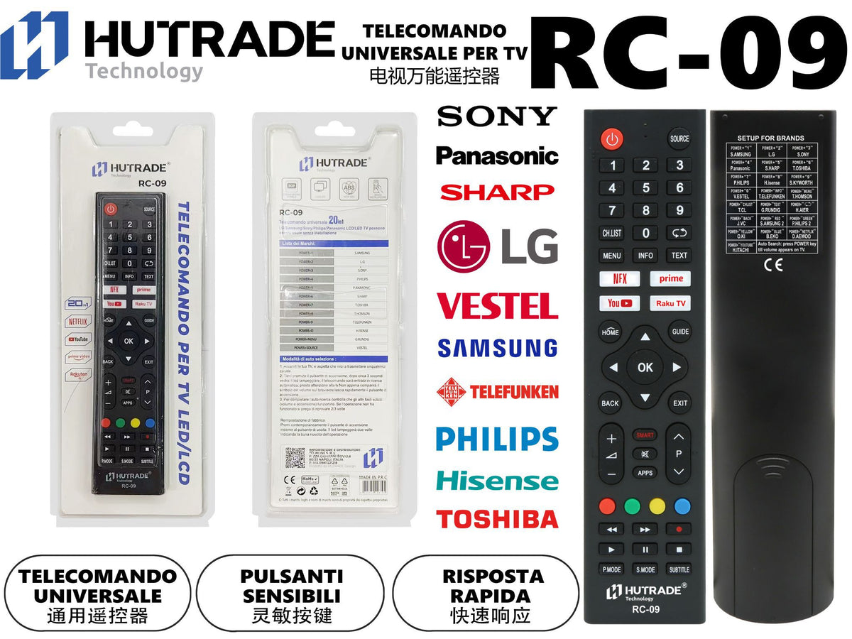 RC-09 TELECOMANDO PER TELEVISIONE UNIVERSALE