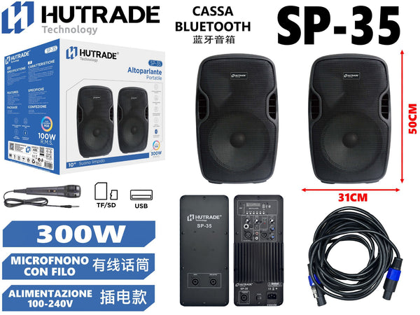 SP-35 DUE CASSA BLUETOOTH CON MICROFONO /FM DA 300W