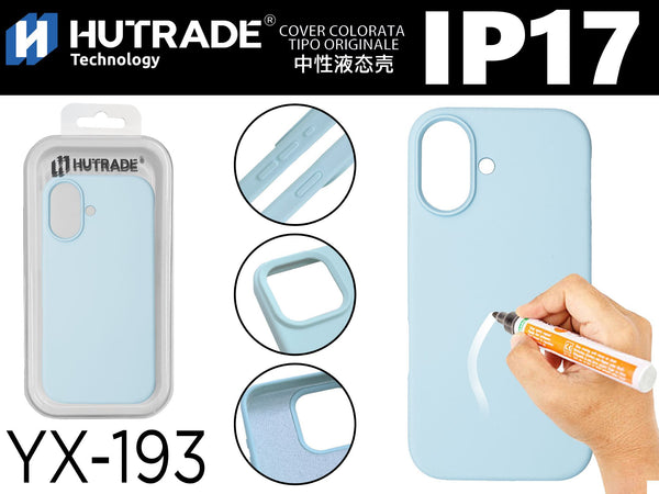 YX-193 COVER COLORATA IN GOMMA IP17 CELESTE