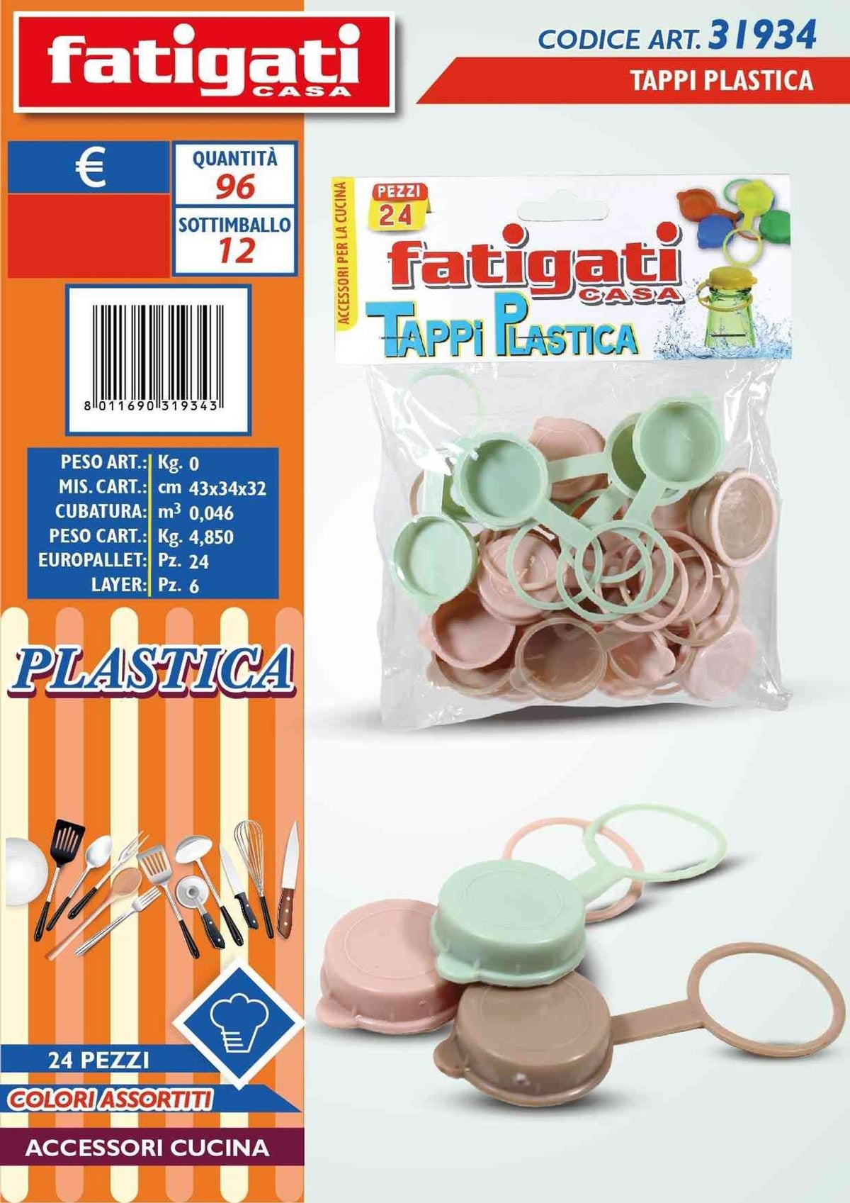 Tappi plastica 24 pz.