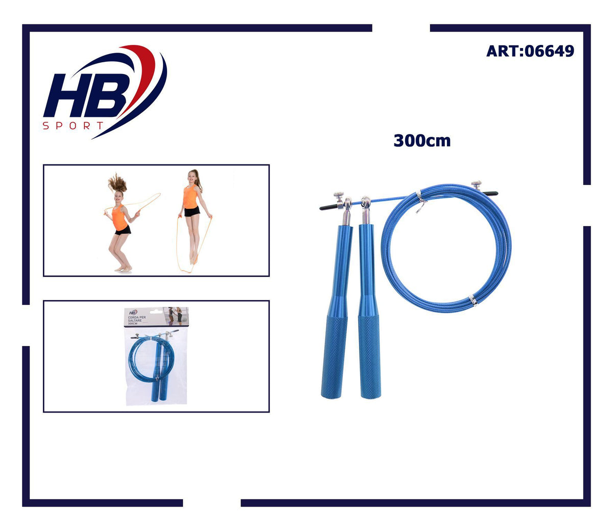 CORDA PER SALTARE-AZZURRO 300 cm