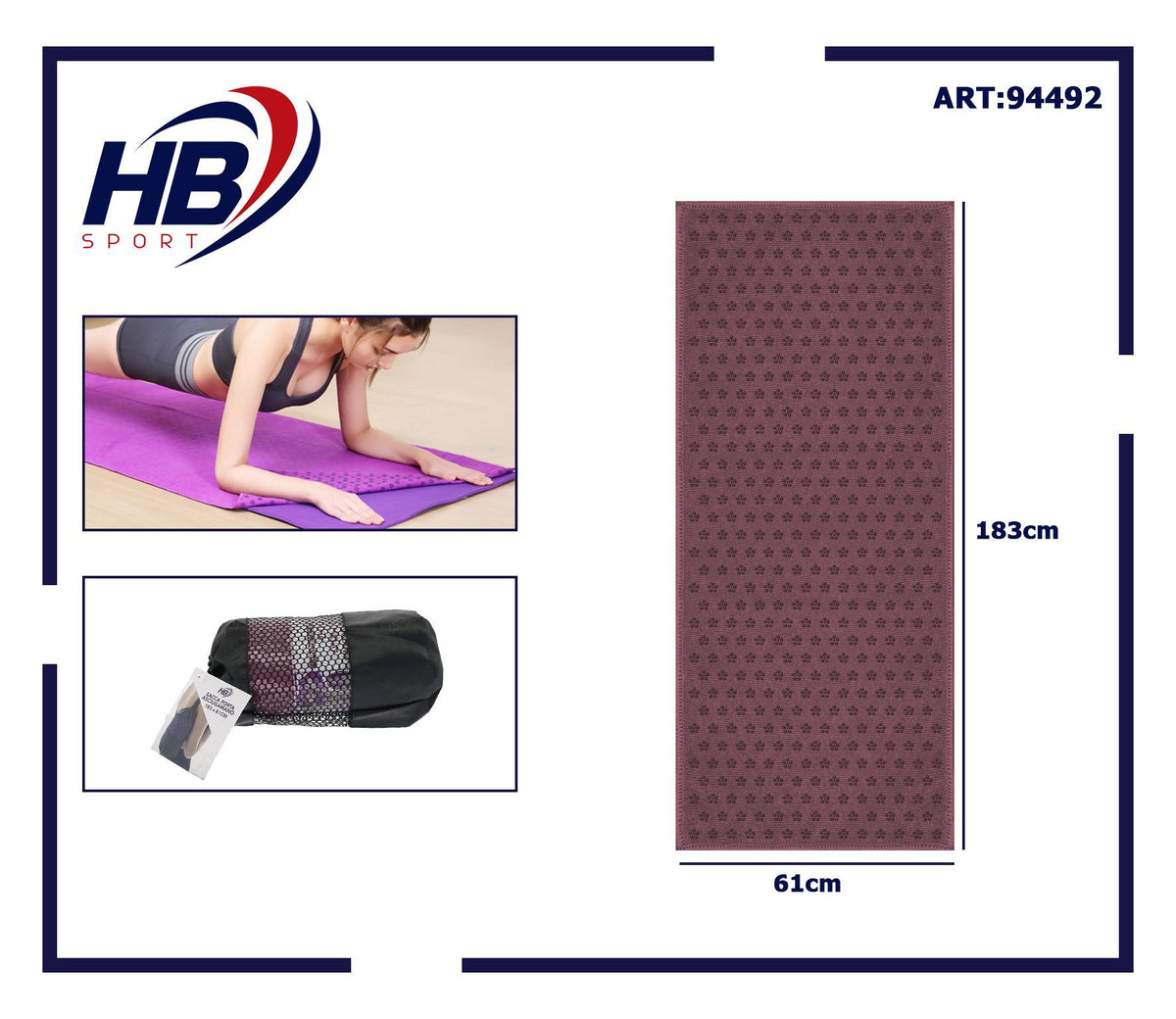 ASCIUGAMANO ANTISCIVOLO PER YOGA 183×61 cm