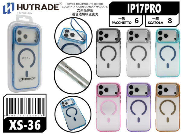 XS-36COVER TRASPARENTE BORDO COLORATA A CON STAND A MAGSAFE IP17PRO/IP18PRO