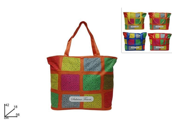 Borsa mare quadri uncinettocolorato 4ass art. sl22-43c6-a/b/c/d
