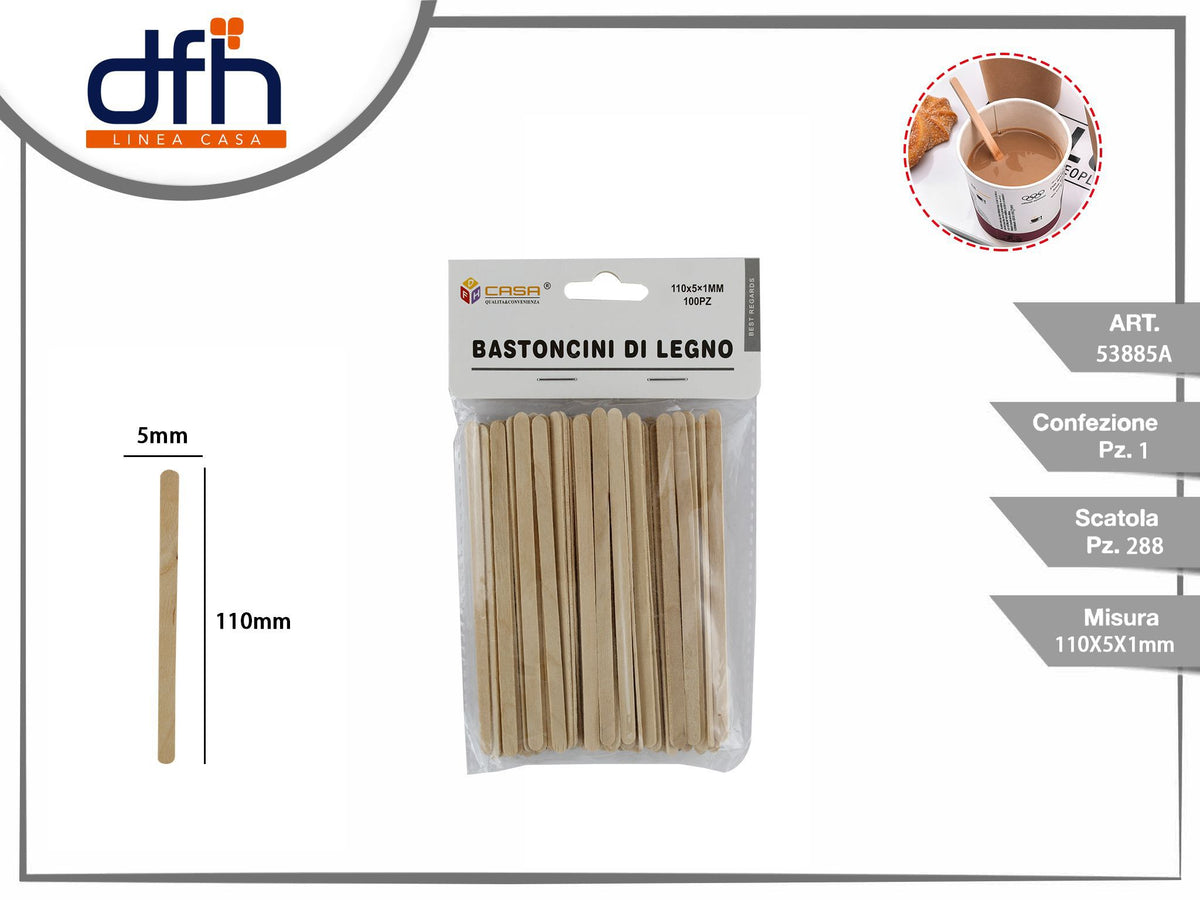 BASTONCINI DI LEGNO 100 pz