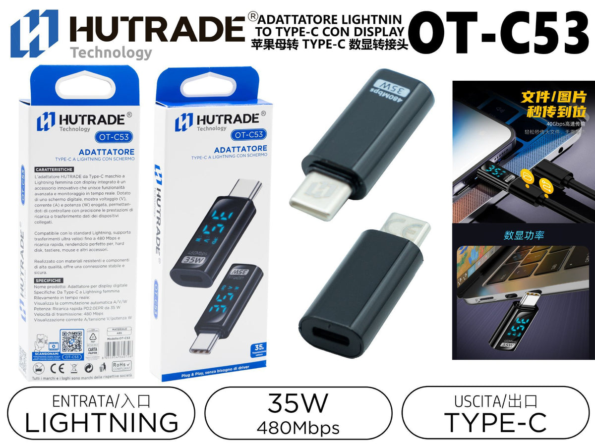 OT-C53 ADATTATORE LIGHTNING TO TYPE-C CON DISPLAY