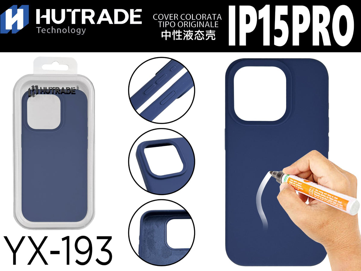 YX-193 COVER COLORATA IN GOMMA IP15PRO BLU SCURO