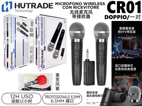 CR01 DOPPIO MICROFONO WIRELESS CON RICEVITORE 12H USO