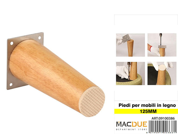 Piedi cilindrici in legno, colore legno