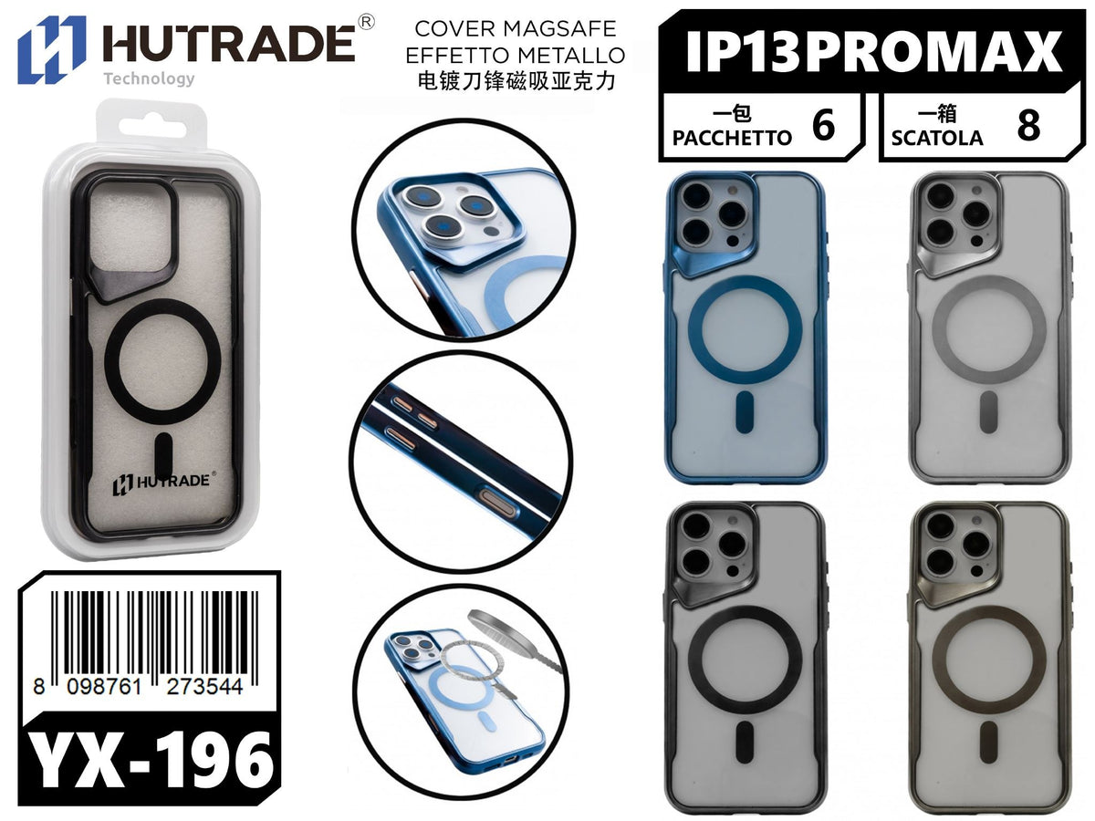 YX-196 COVER TRASPARENTE BORDO COLORATA MAGSAFE IP13 PRO MAX