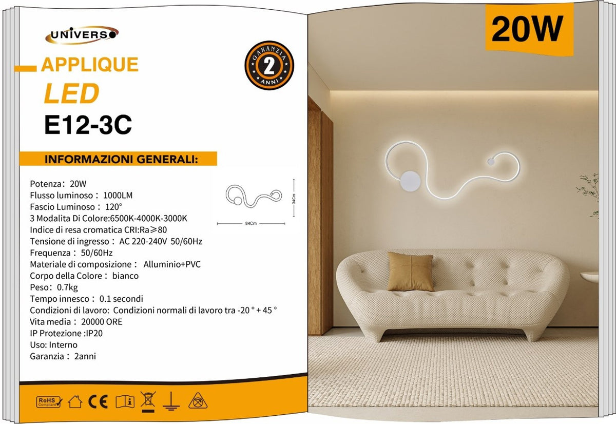 Applique Da Muro Universo – E12-3C