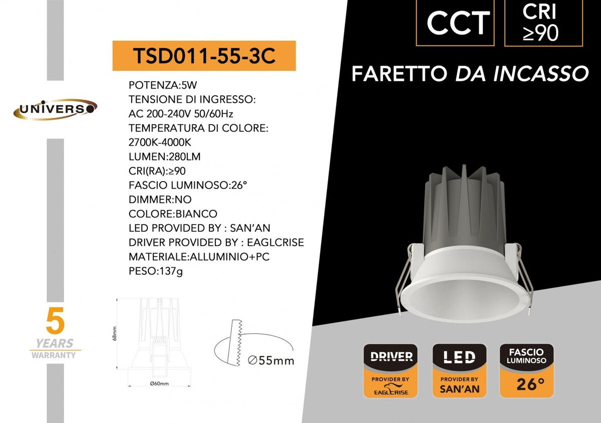 Faretto Da Soffitto Universo – TSD011-55-3C