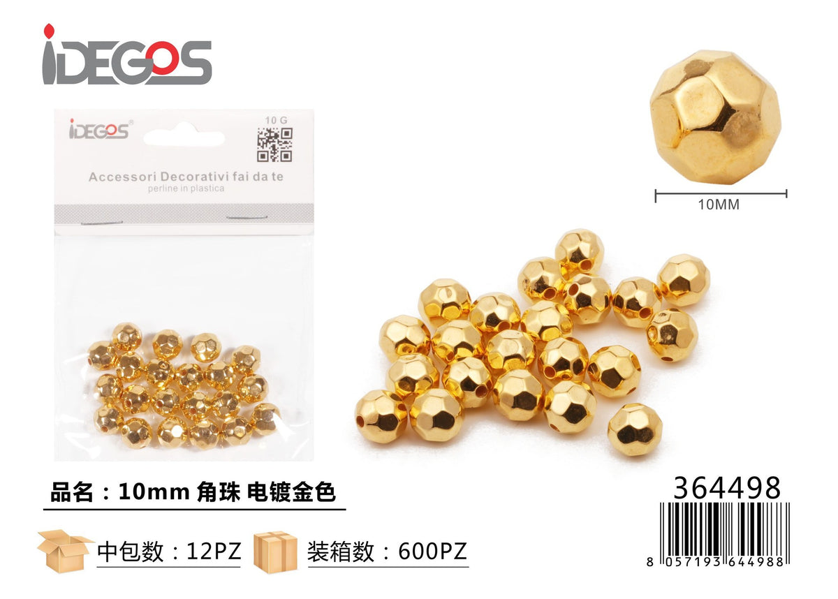 Perline decorative sfaccettate, finitura oro
