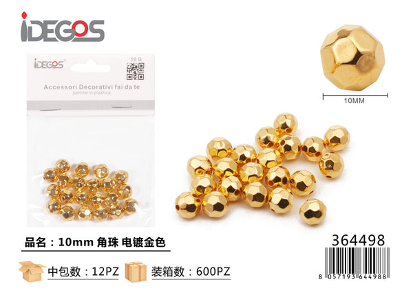 Perline decorative sfaccettate, finitura oro