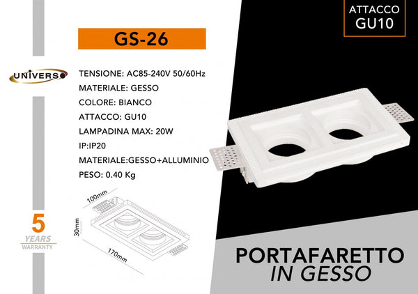 Porta Faretto In Gesso Universo – GS-26