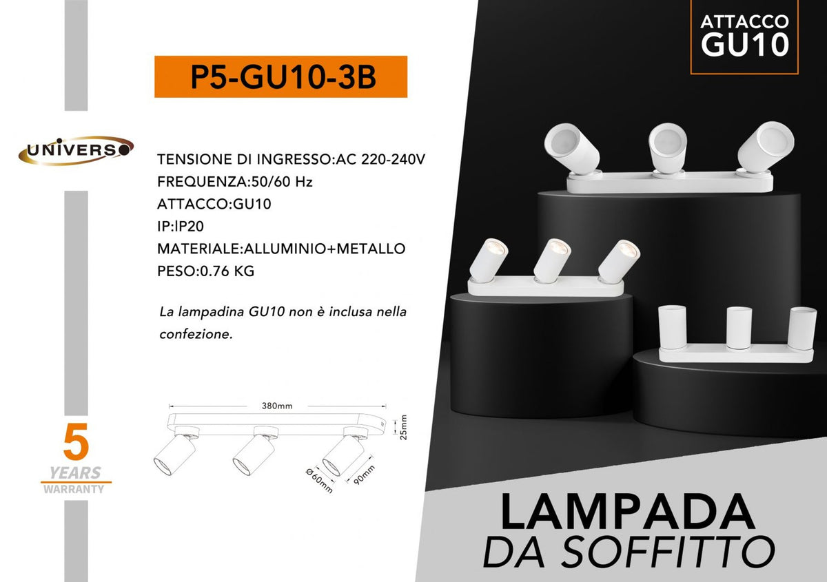 Faretto da soffitto – P5-GU10-3B