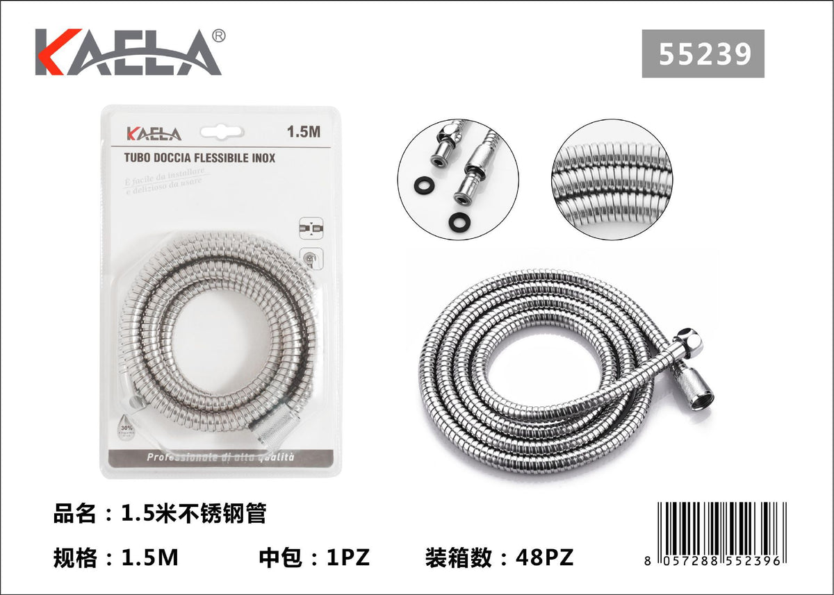 Flessibile per doccia in acciaio inox, 1,5–1,75 m