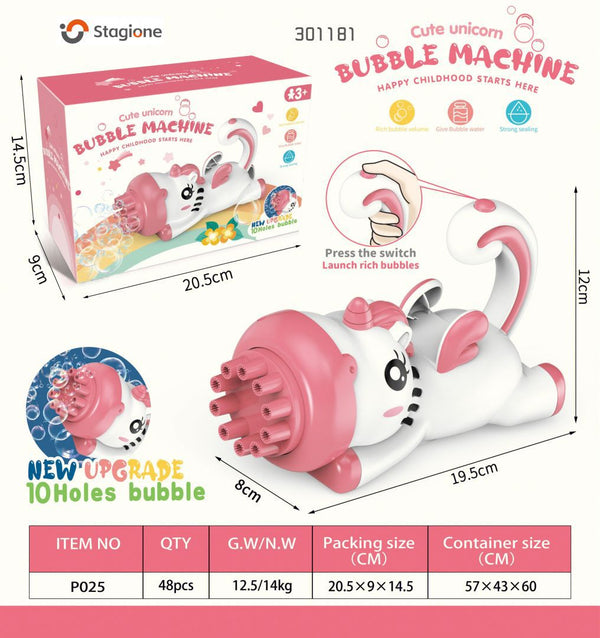 Gioco per bolle di sapone con motivo unicorno P025