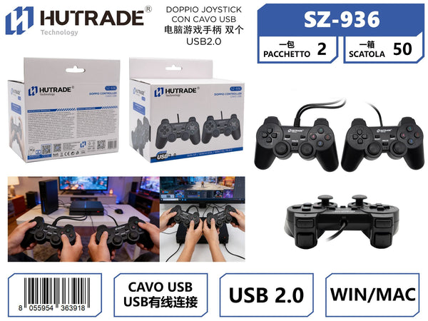 SZ-936 DOPPIO JOYSTICK CON CAVO USB NERO