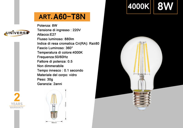 Lampadina LED Universo – A60-T8N