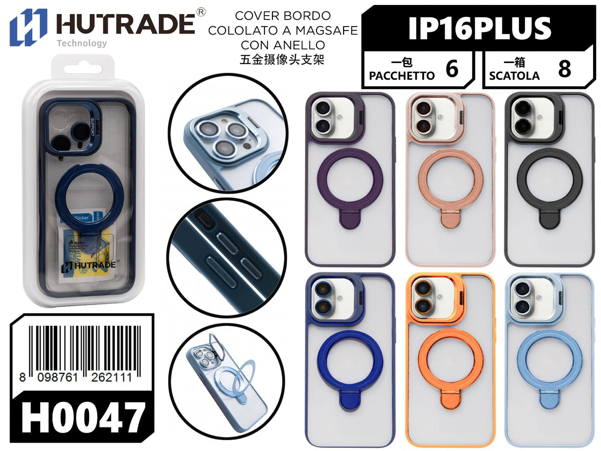 H0047 COVER BORDO COLORATO A MAGSAFE CON ANELLO IP16 PLUS