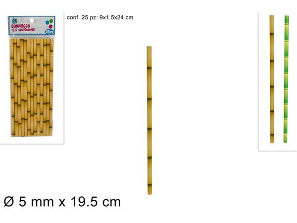 Cannucce carta 25 pz fantasia bamboo 2 ass.