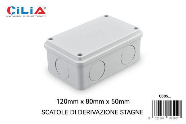 Scatola di derivazione stagna C005, formato 120 × 80 × 50