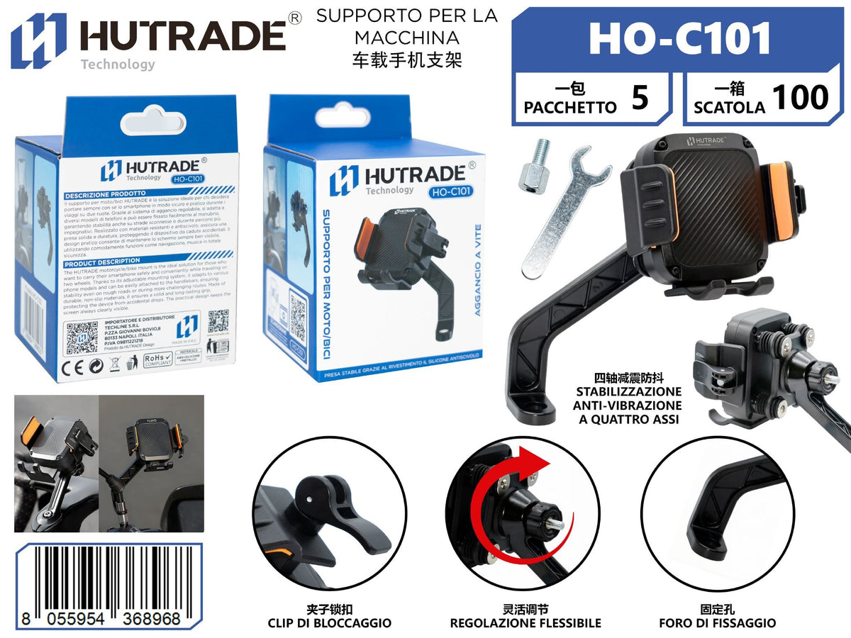 HO-C101 SUPPORTO CELLULARE DA MOTO/BICI SULLO SPECCHIETTO RETROVISORE ANTISBANDAMENTO