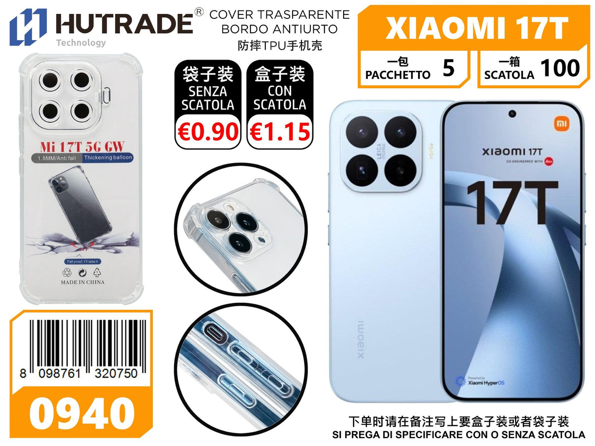 0940 COVER TRASPARENTE TPU BORDI RINFORZATI ANTIURTO XIAOMI 17T
