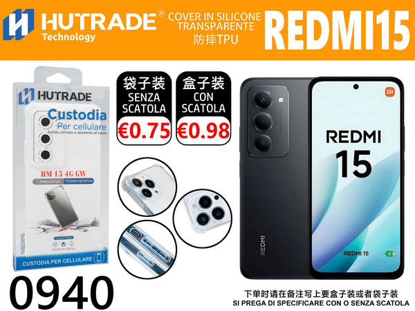COVER TRASPARENTE BORDO ANTIURTO REDMI 15 4G – 0940 014388
