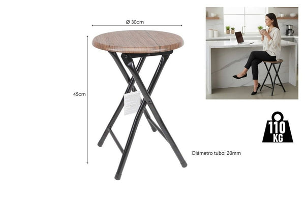 Sgabello metallo pieghevole base legno
