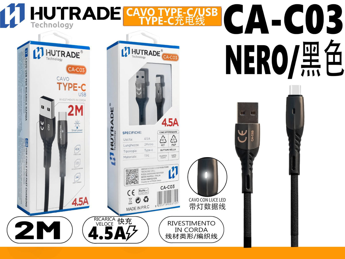 CA-C03 CAVO TYPE-C 2 METRI 4.5A NERO