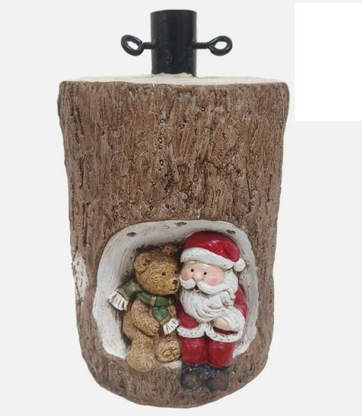Base albero a tronco con Babbo Natale e orso