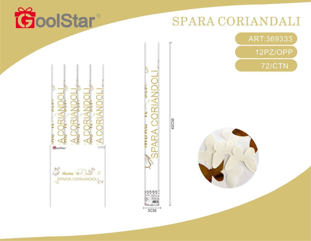 Sparacoriandoli con farfalle bianche e oro