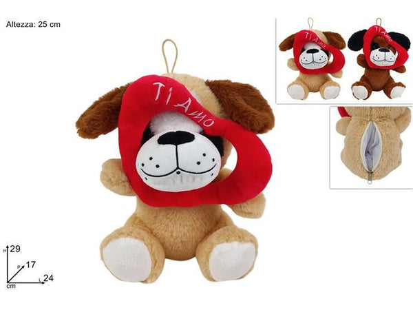 PELUCHE CANE 2ASS C/CUORE 25 cm