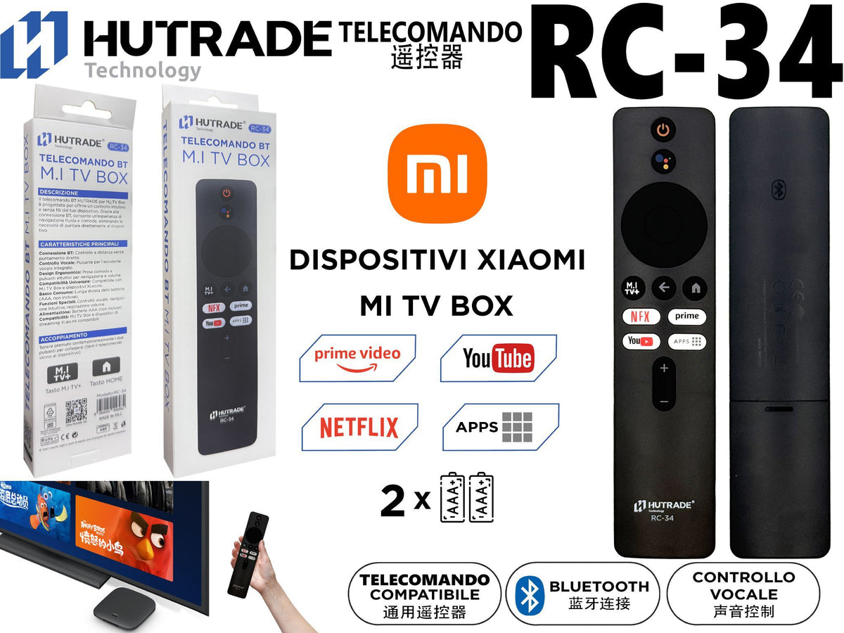 RC-34 TELECOMANDO COMPATIBILE PER MI TV BOX VER 14