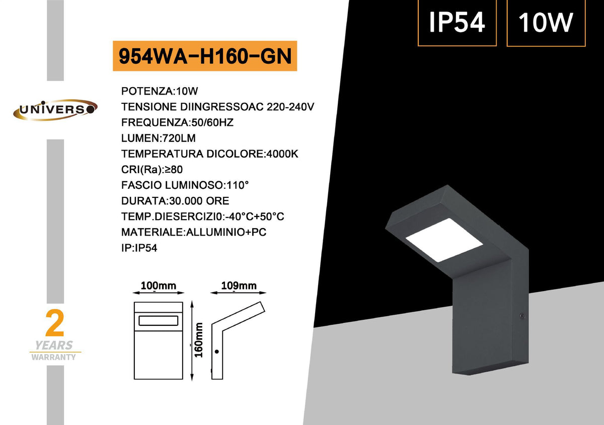 Applique da esterno – 954WA-H160-GN